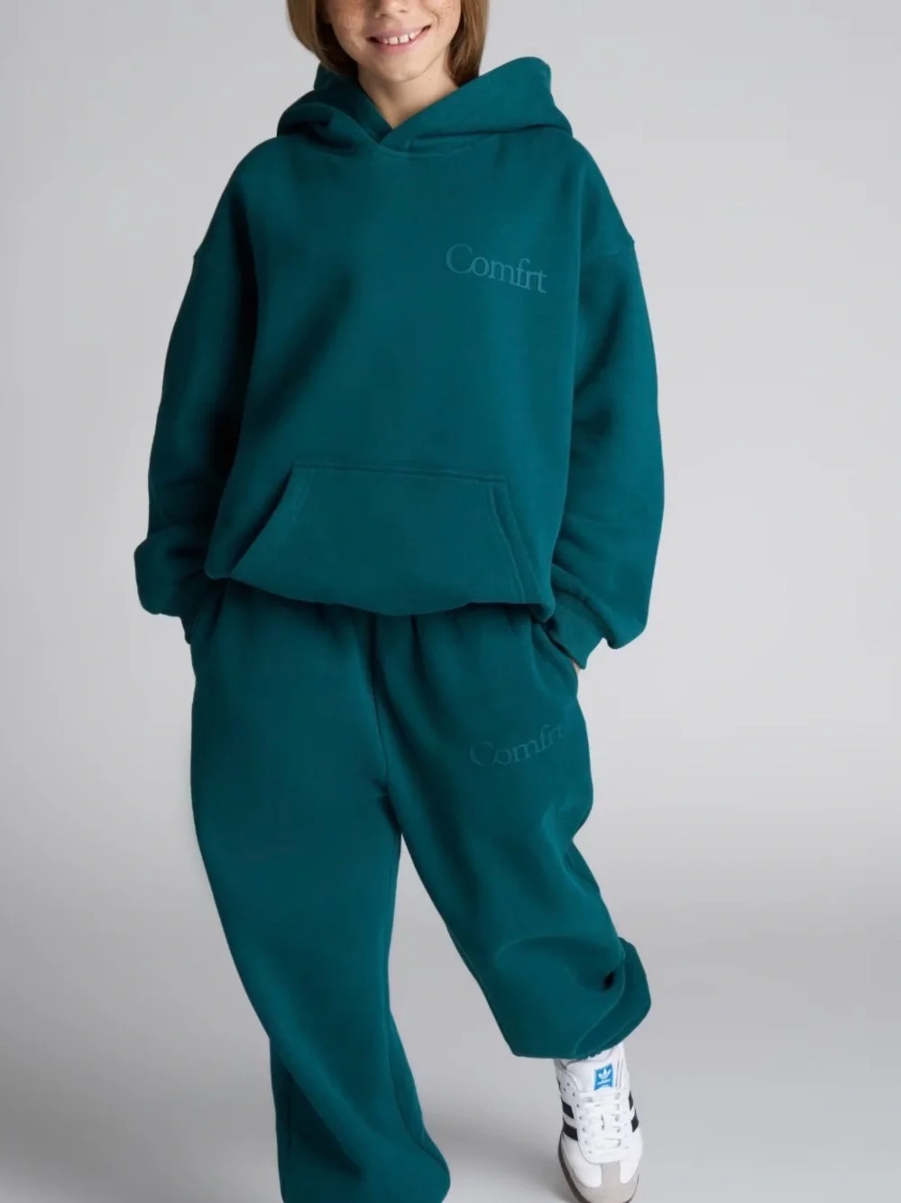 NEW Comfrt Kids Minimalist Hoodie & Sweat Pants Set Youth Alpine Green Large NWT